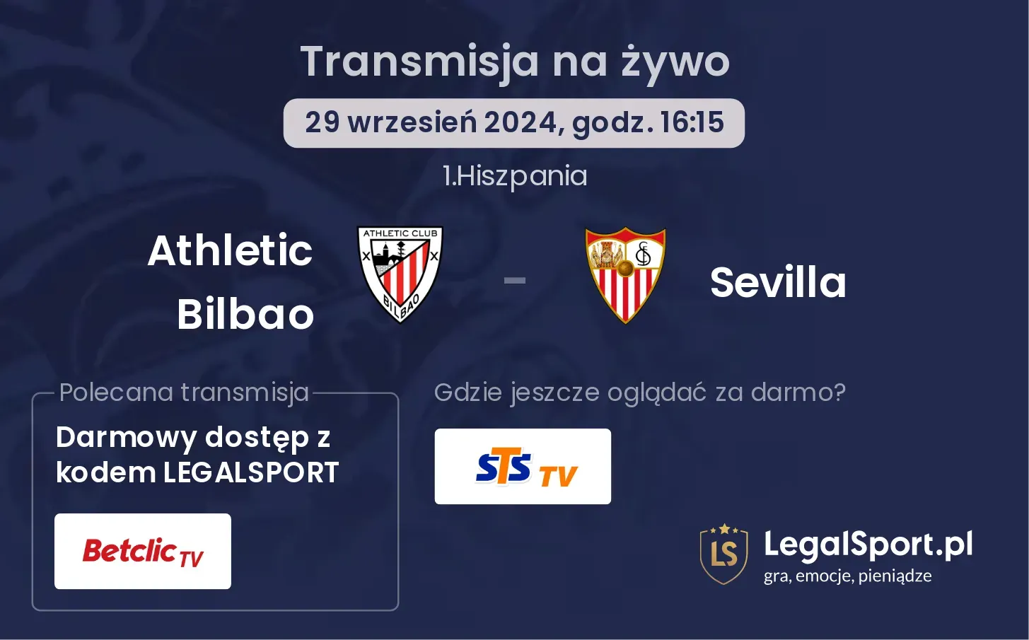 Athletic Bilbao - Sevilla transmisja na żywo