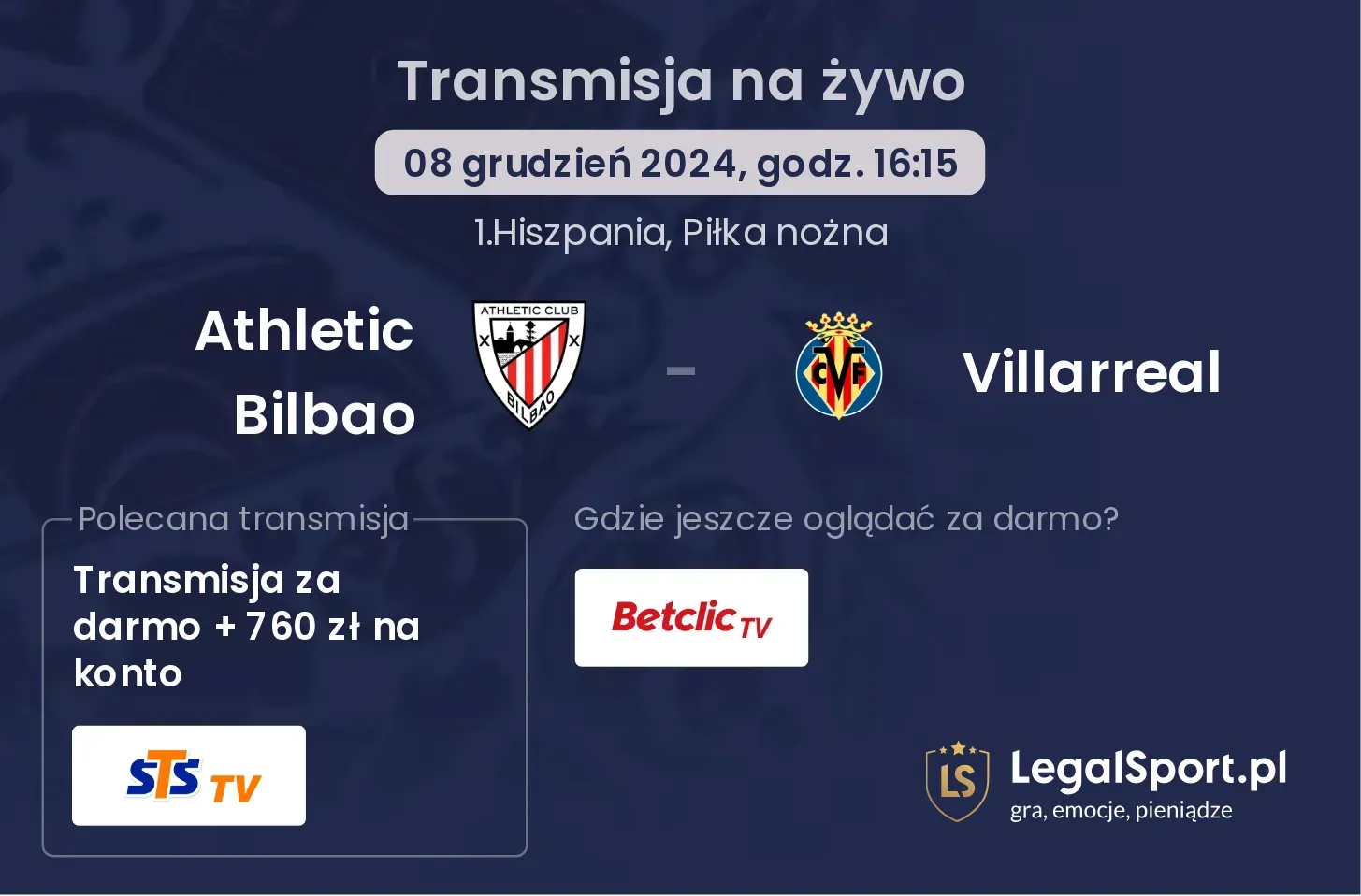 Athletic Bilbao - Villarreal transmisja na żywo