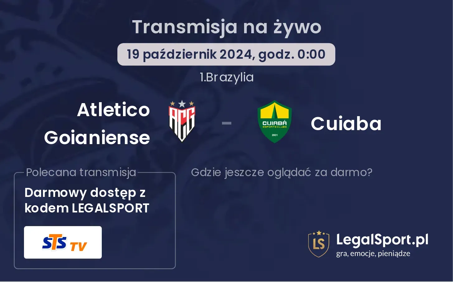 Atletico Goianiense  - Cuiaba gdzie oglądać? 19.10, godz. 00:00