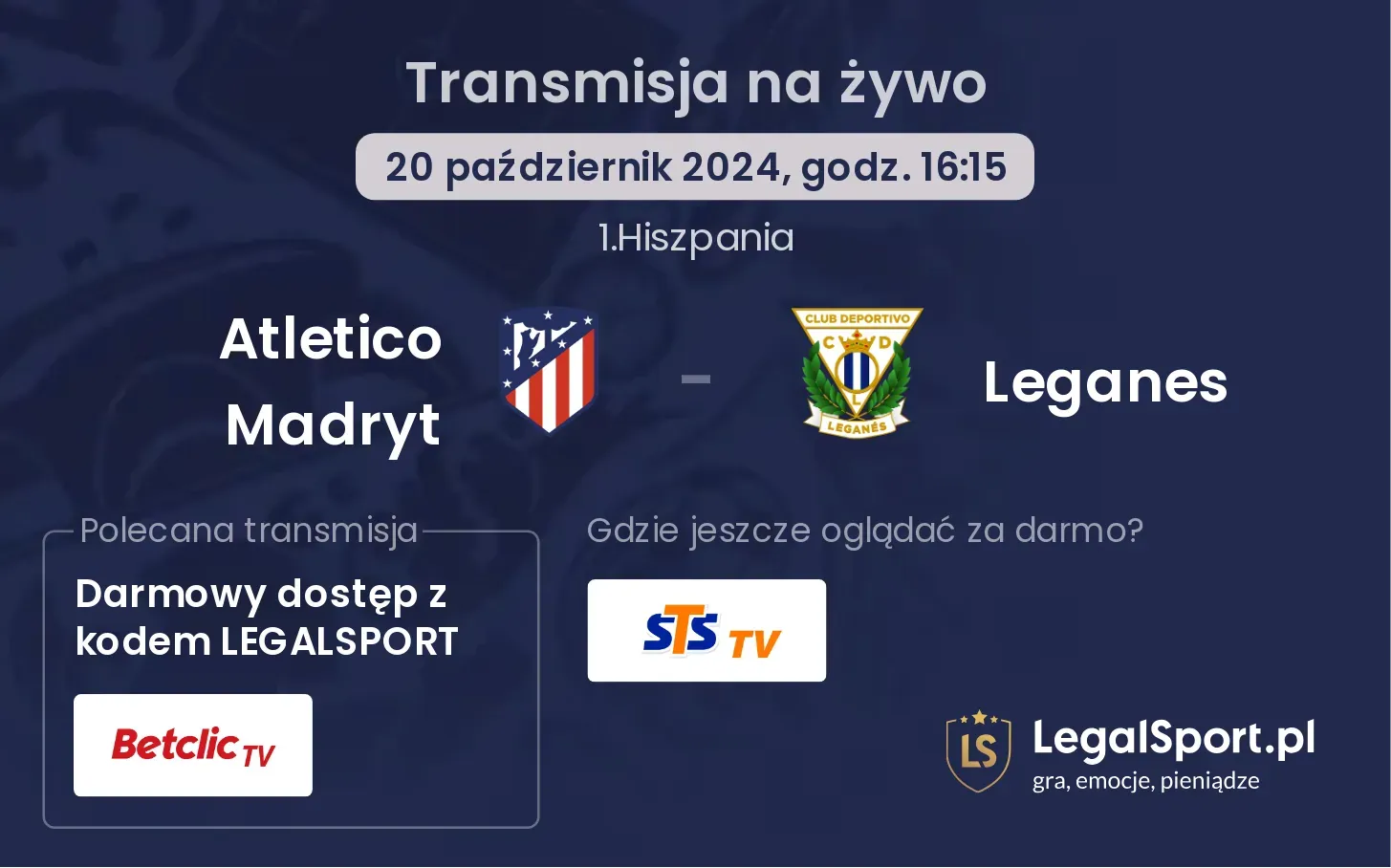 Atletico Madryt - Leganes transmisja na żywo