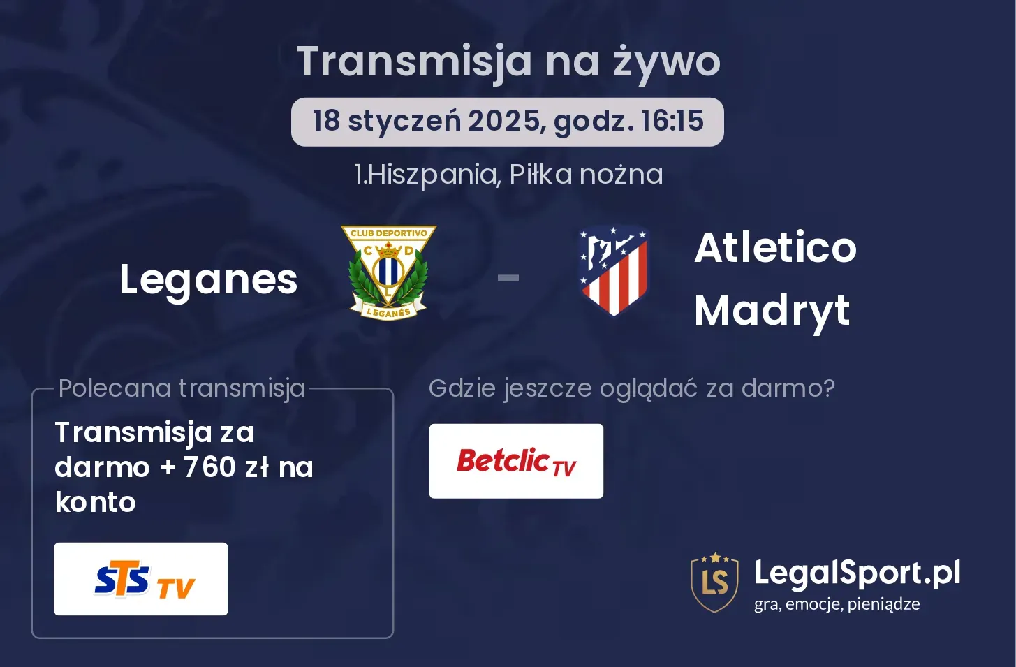 Leganes - Atletico Madryt gdzie oglądać?