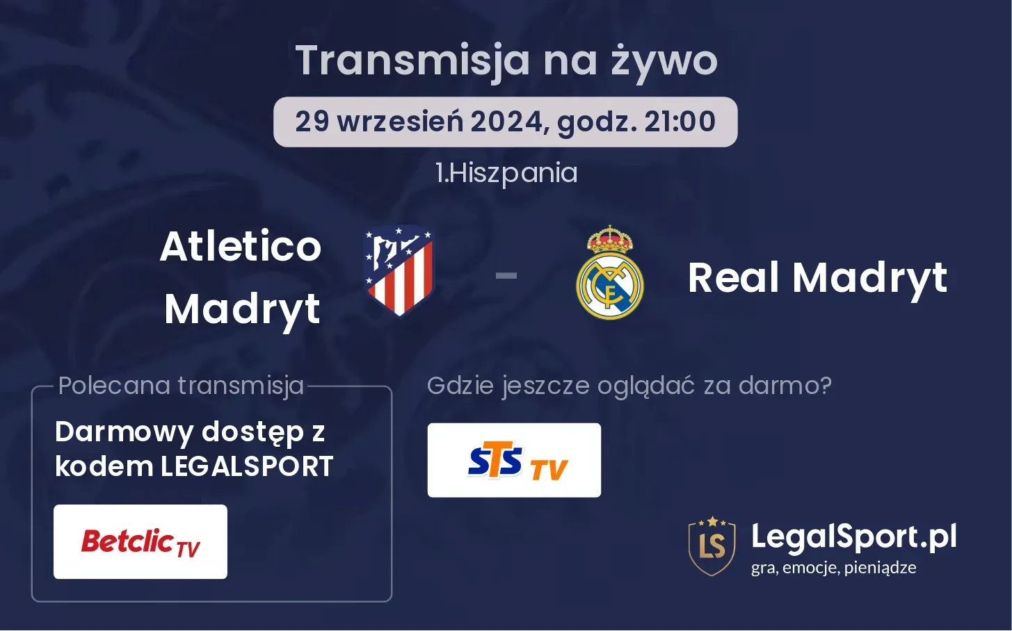 Atletico Madryt - Real Madryt transmisja na żywo