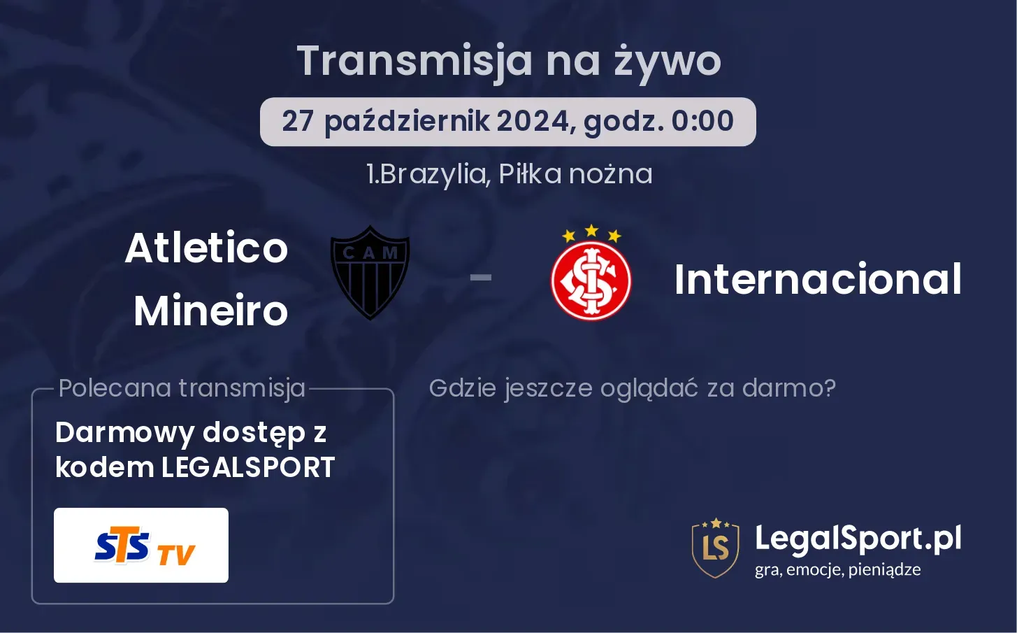 Atletico Mineiro - Internacional gdzie oglądać? 27.10, godz. 00:00