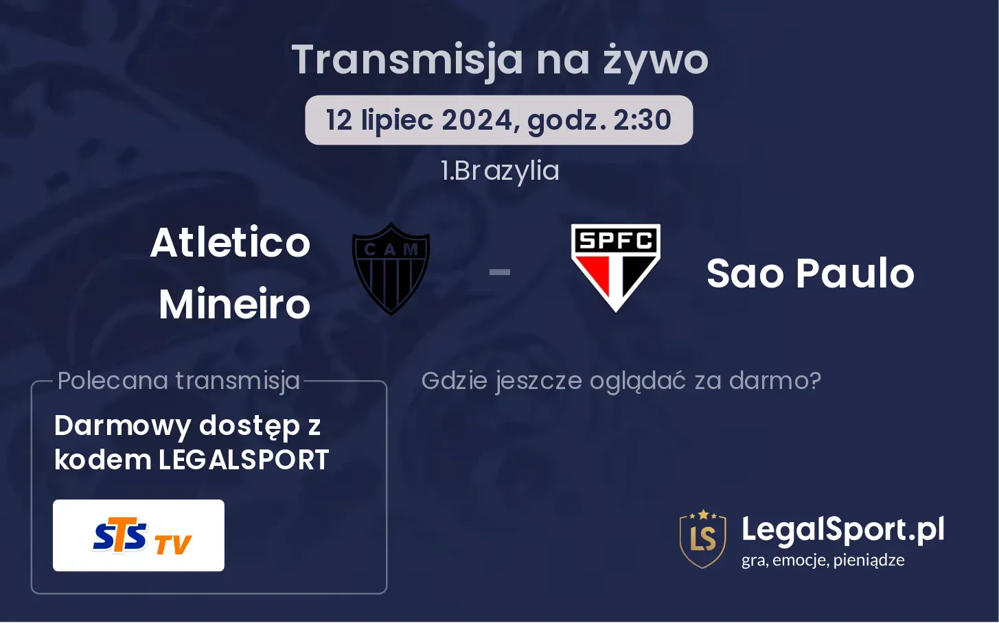 Atletico Mineiro - Sao Paulo transmisja na żywo