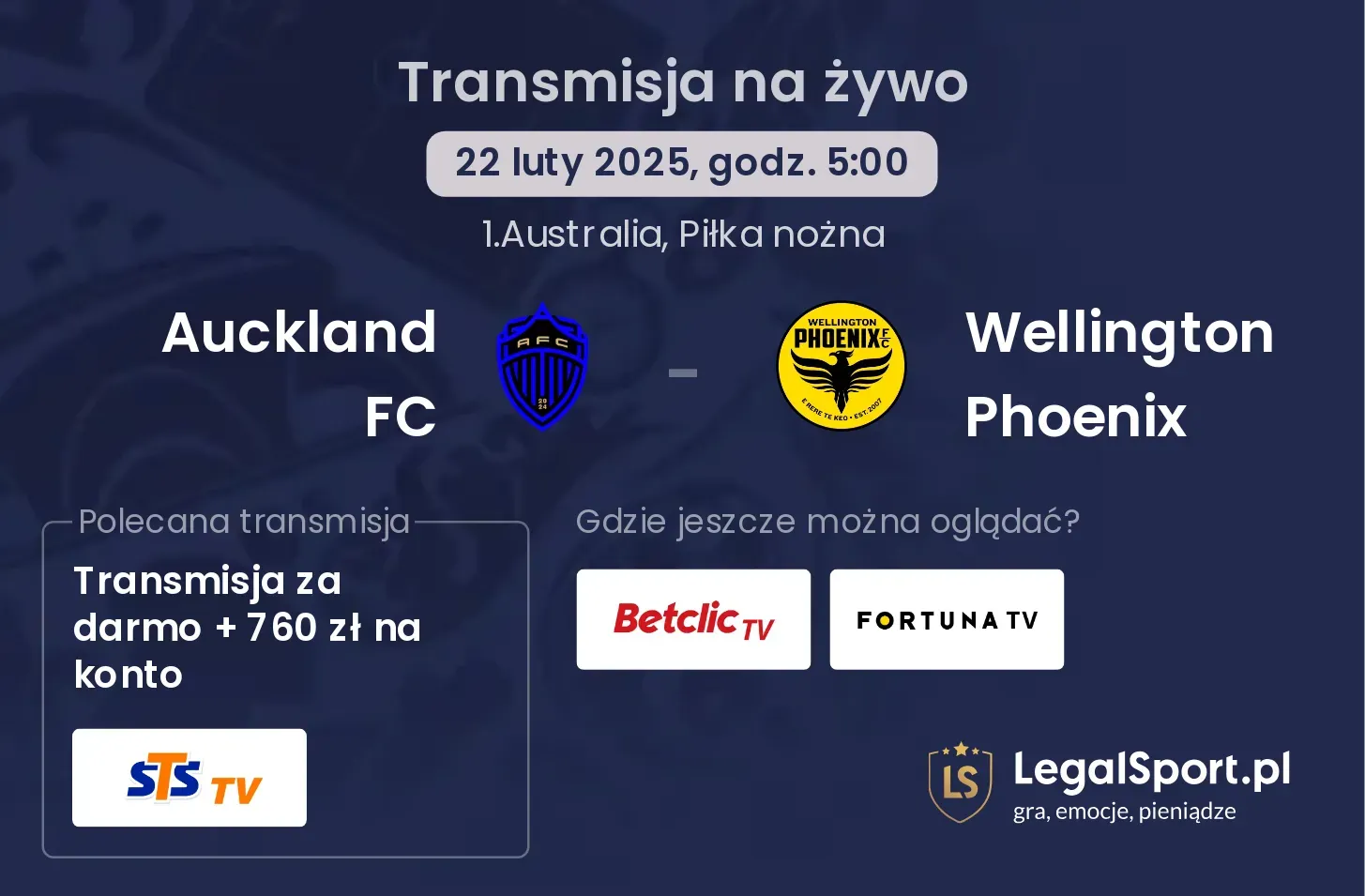 Auckland FC - Wellington Phoenix transmisja na żywo