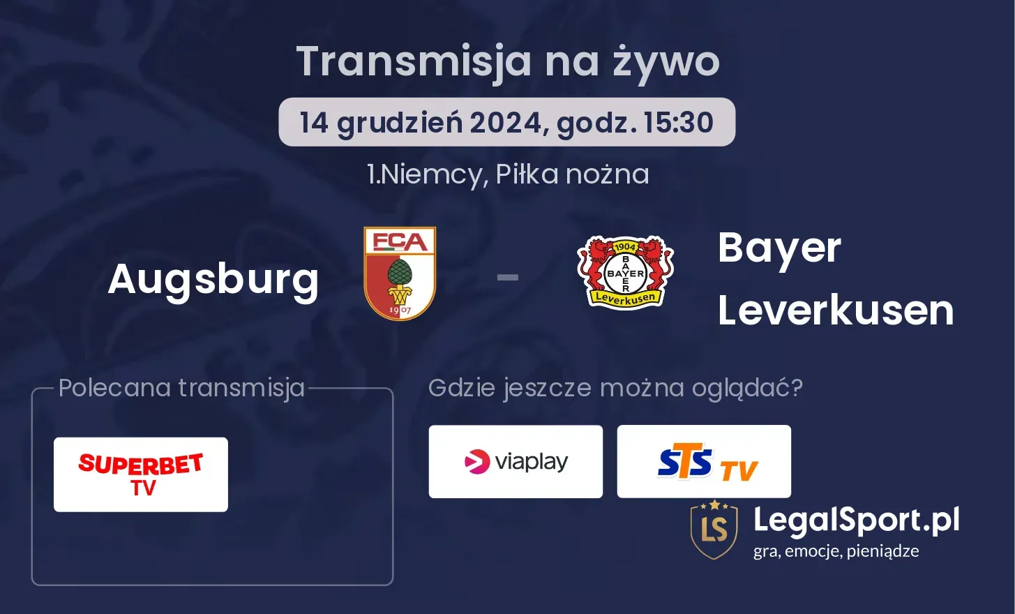 Augsburg - Bayer Leverkusen transmisja na żywo