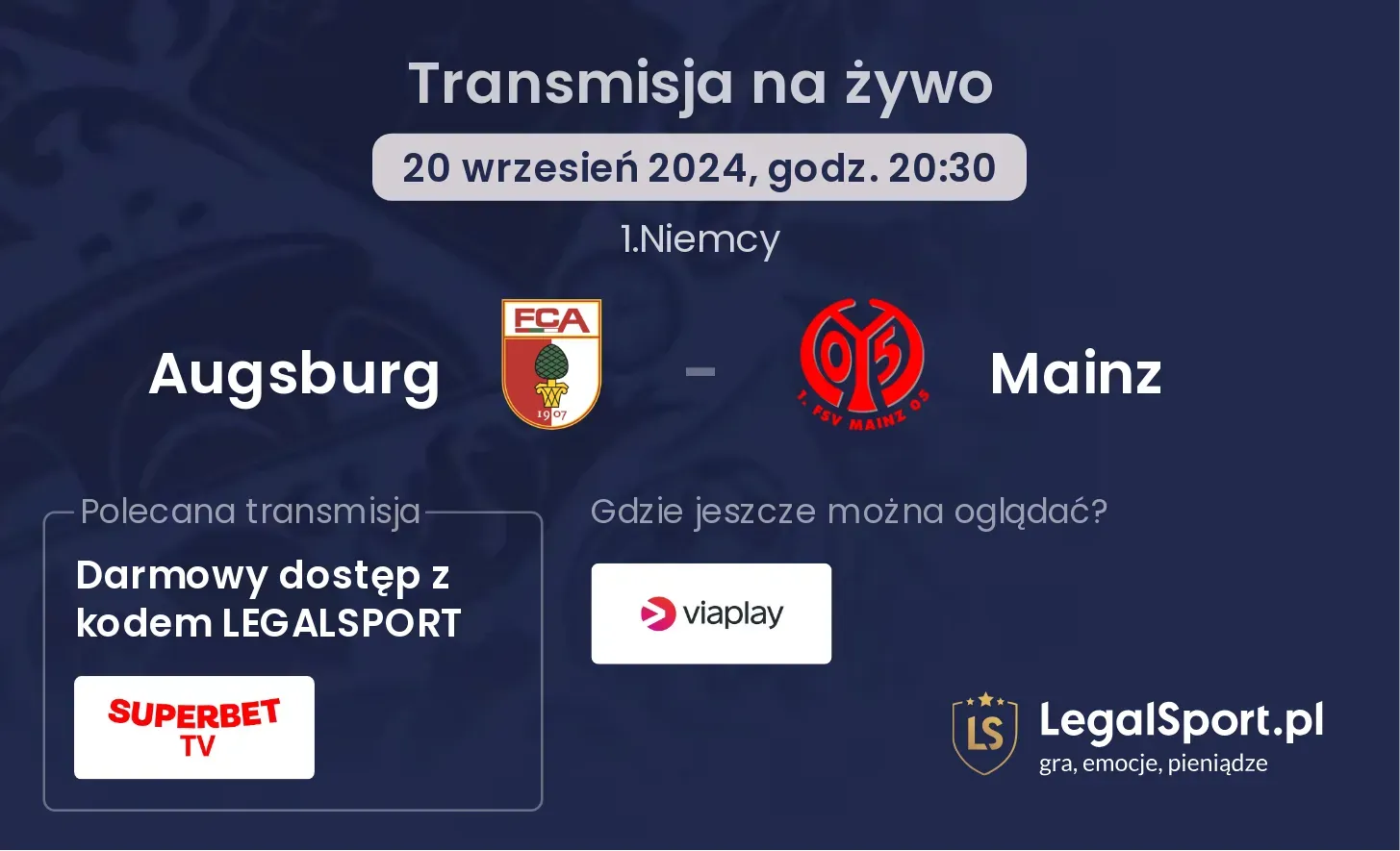 Augsburg - Mainz transmisja na żywo