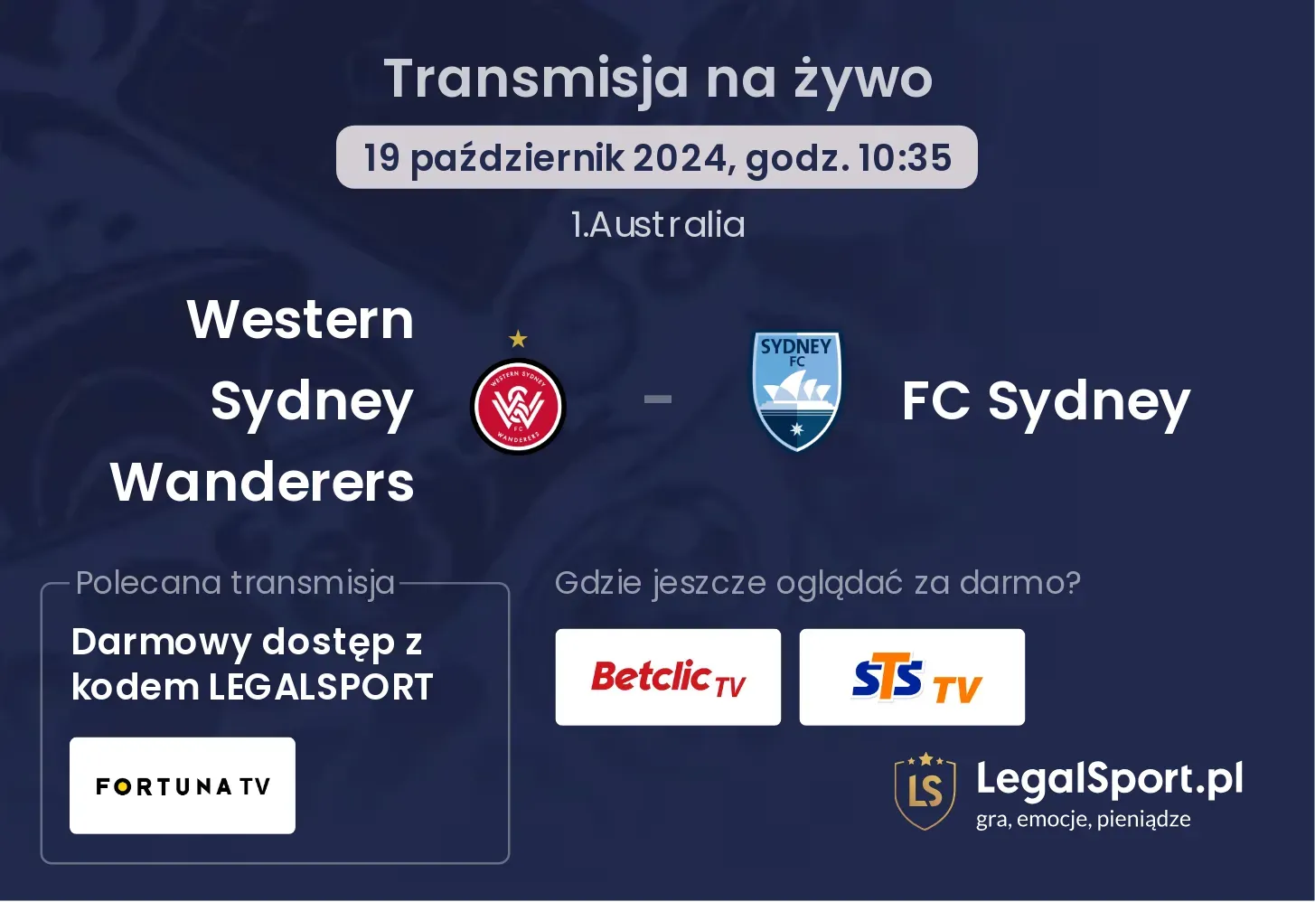 Western Sydney Wanderers - FC Sydney transmisja na żywo