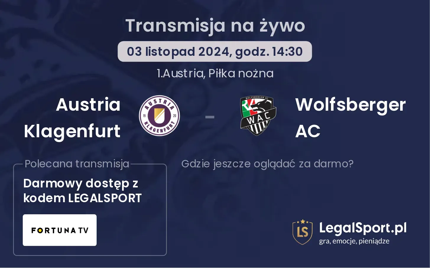 Austria Klagenfurt - Wolfsberger AC transmisja na żywo