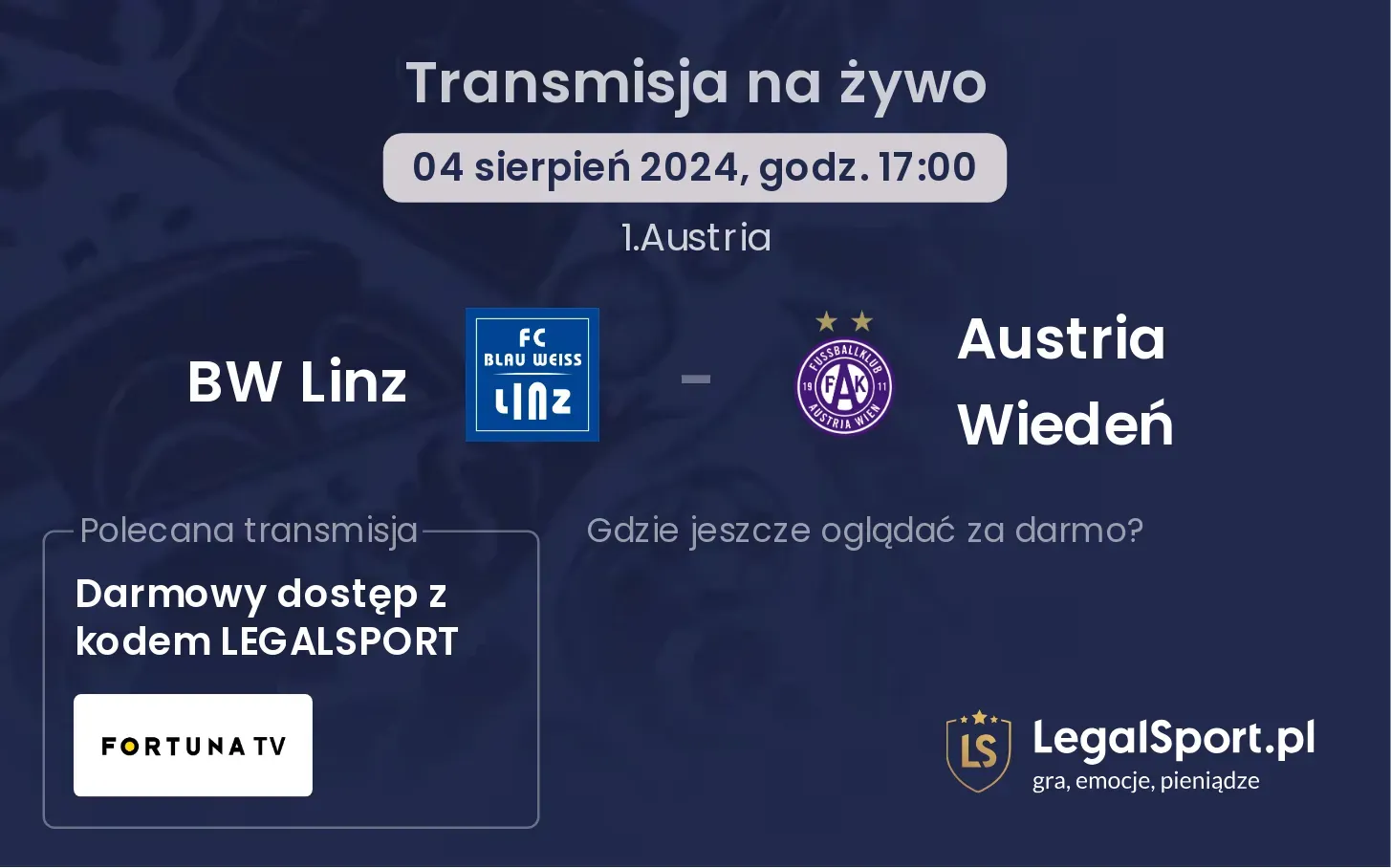 BW Linz - Austria Wiedeń transmisja na żywo