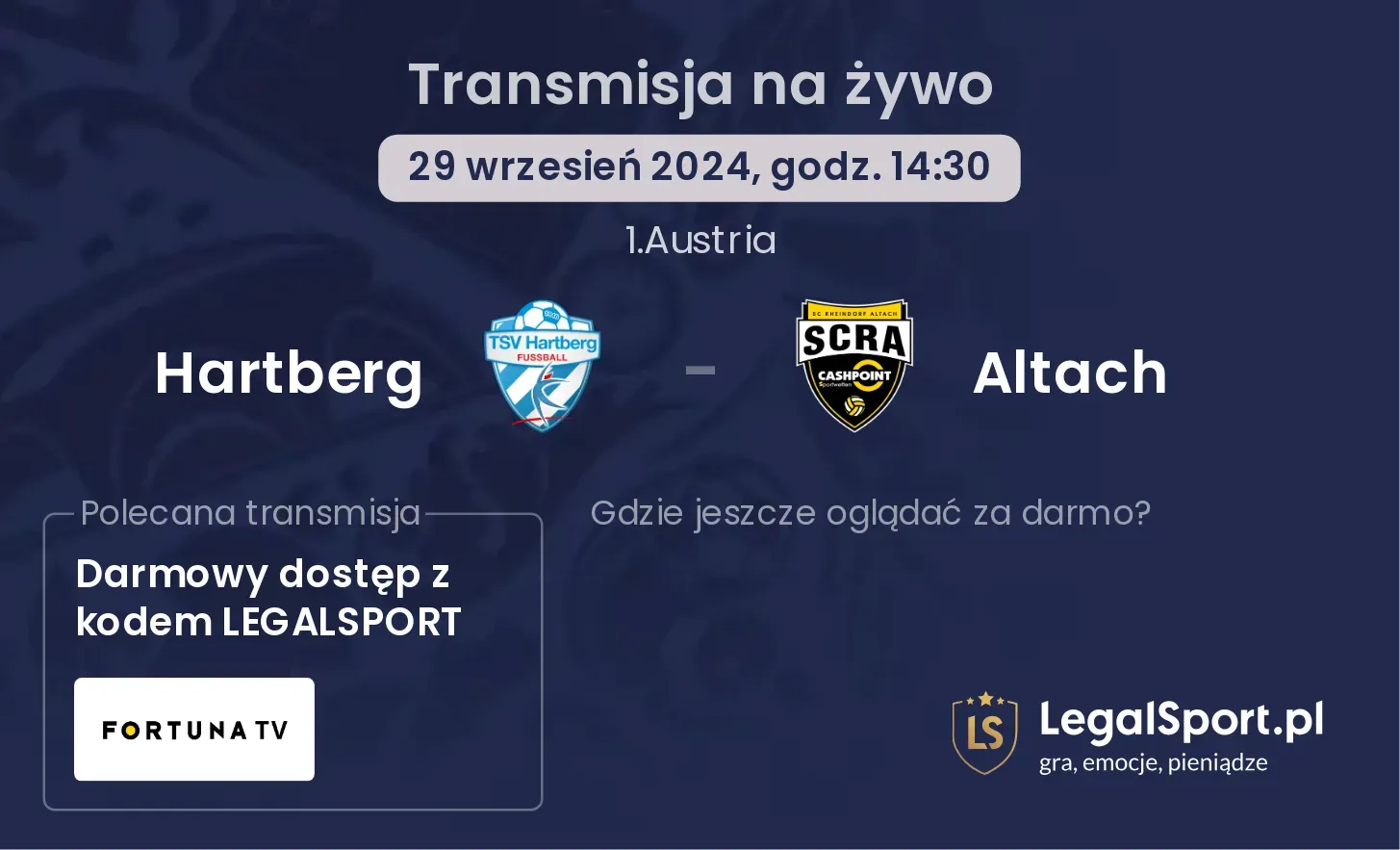 Hartberg - Altach transmisja na żywo