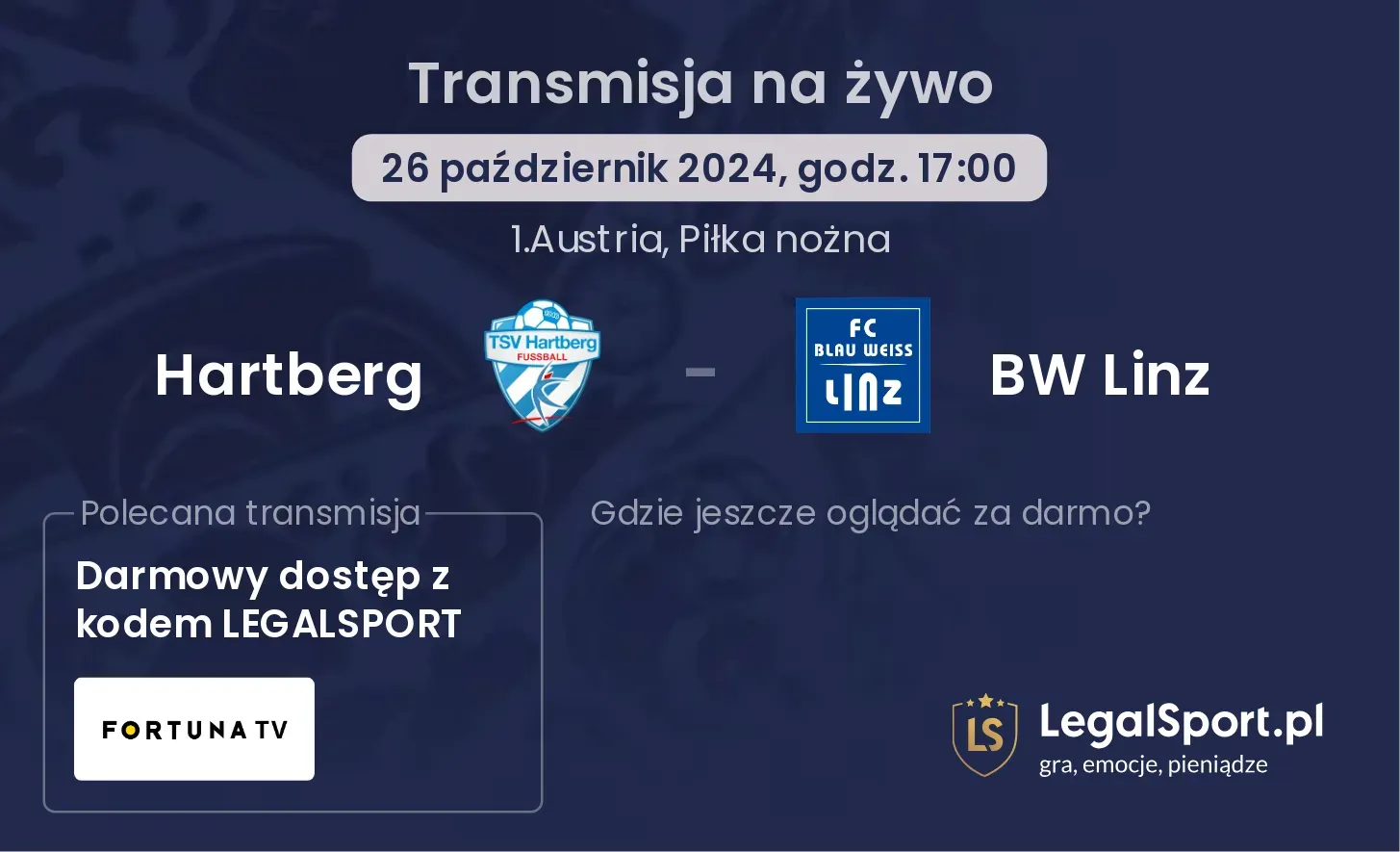 Hartberg - BW Linz transmisja na żywo