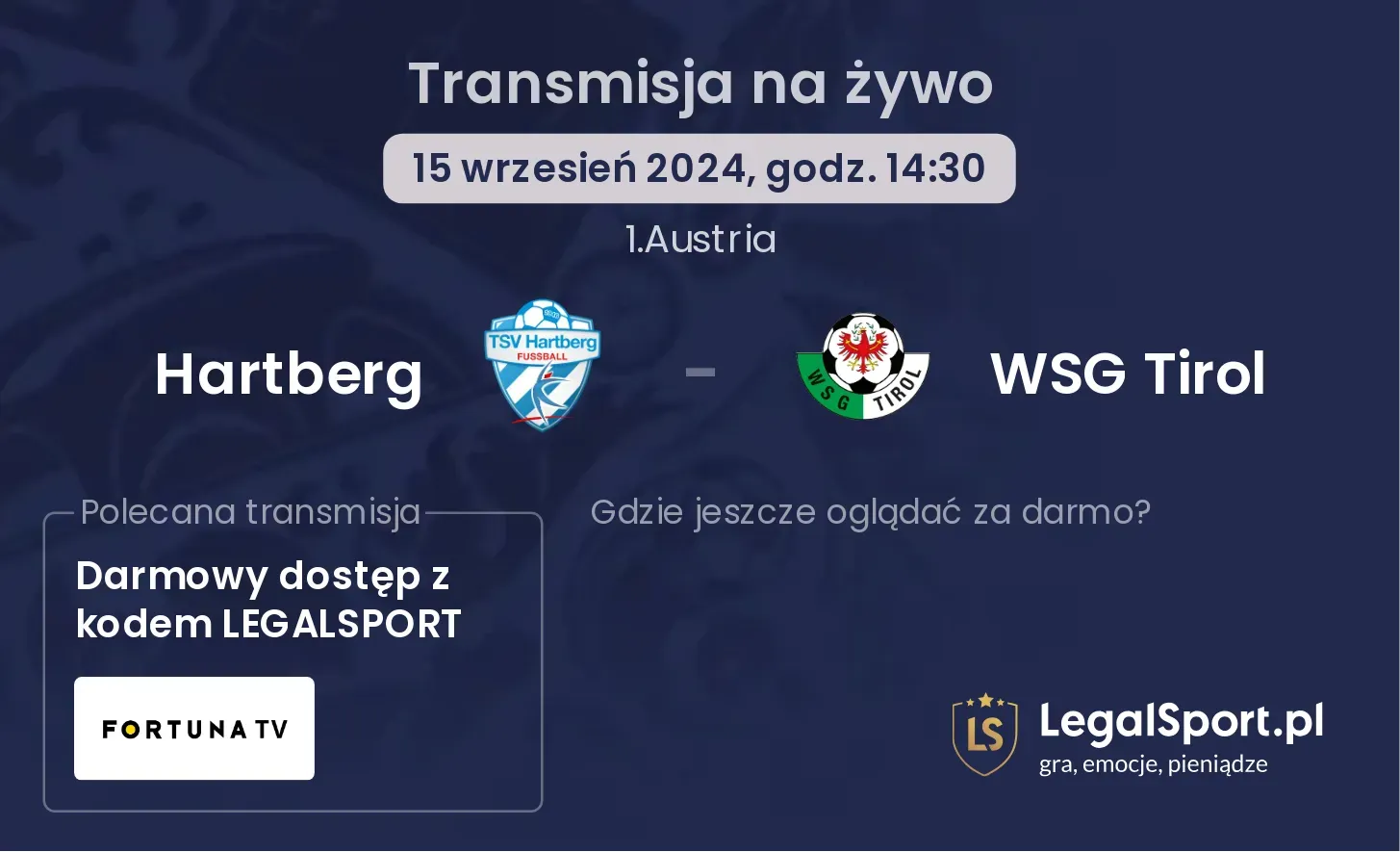 Hartberg - WSG Tirol transmisja na żywo