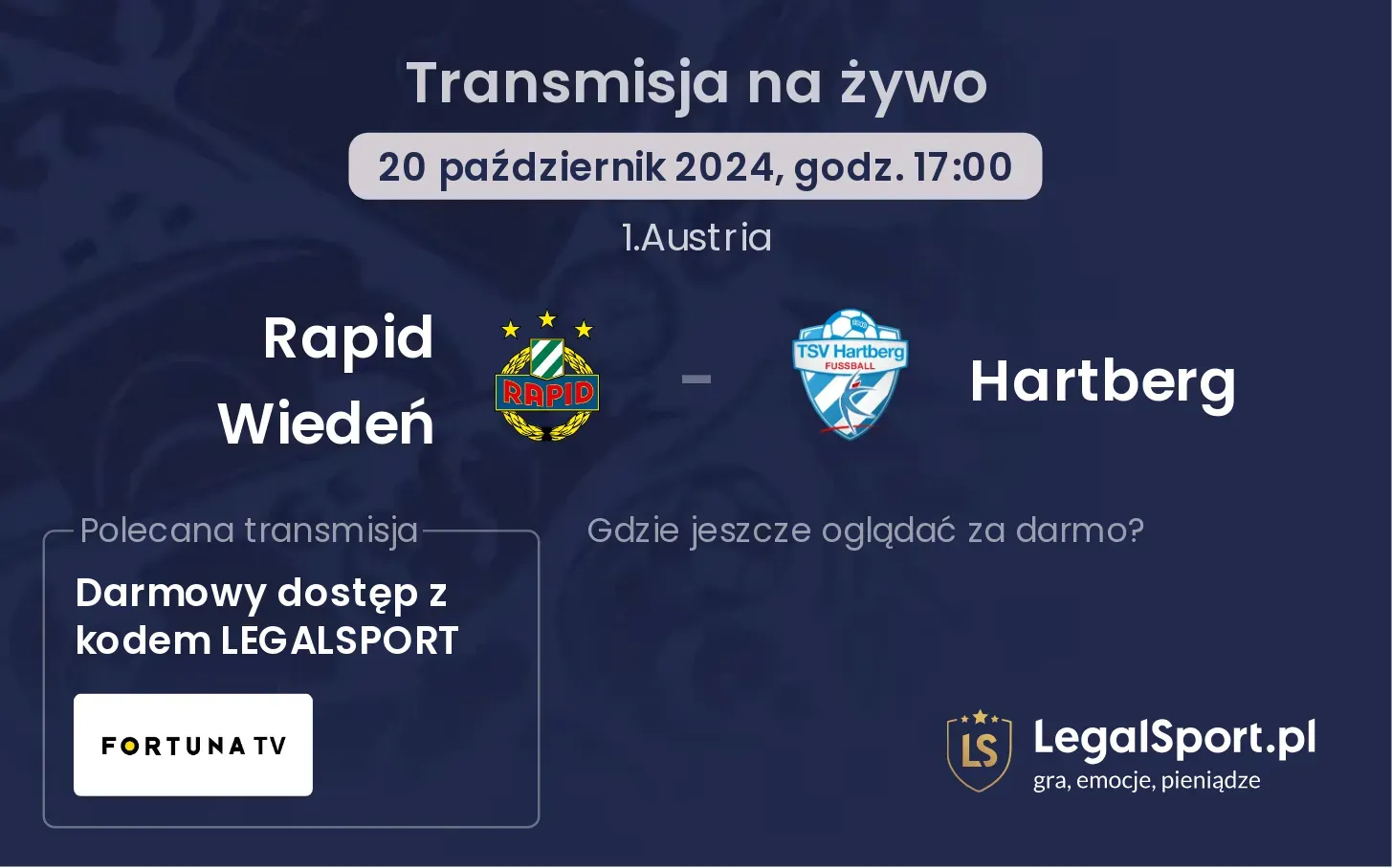 Rapid Wiedeń - Hartberg transmisja na żywo