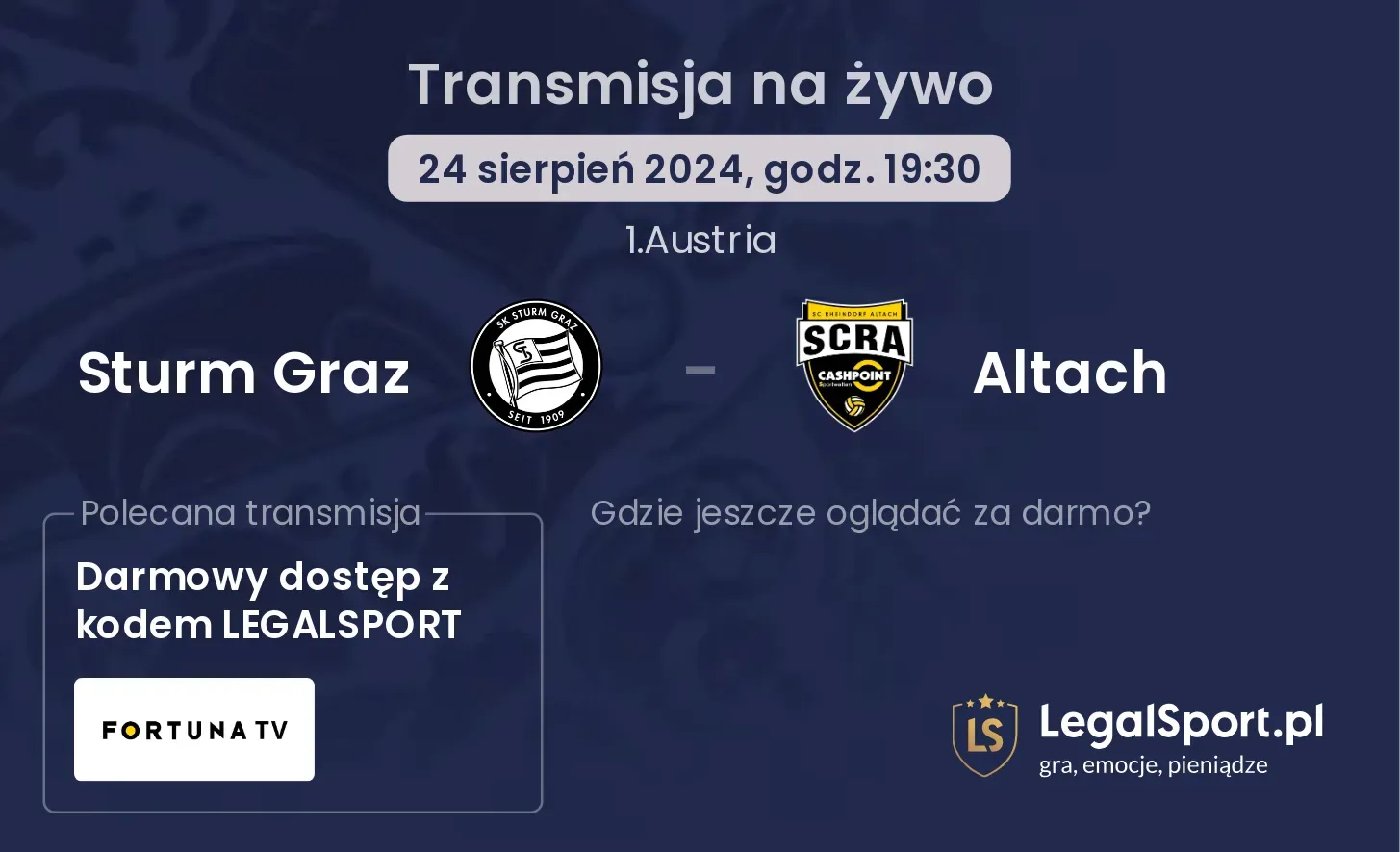 Sturm Graz - Altach transmisja na żywo