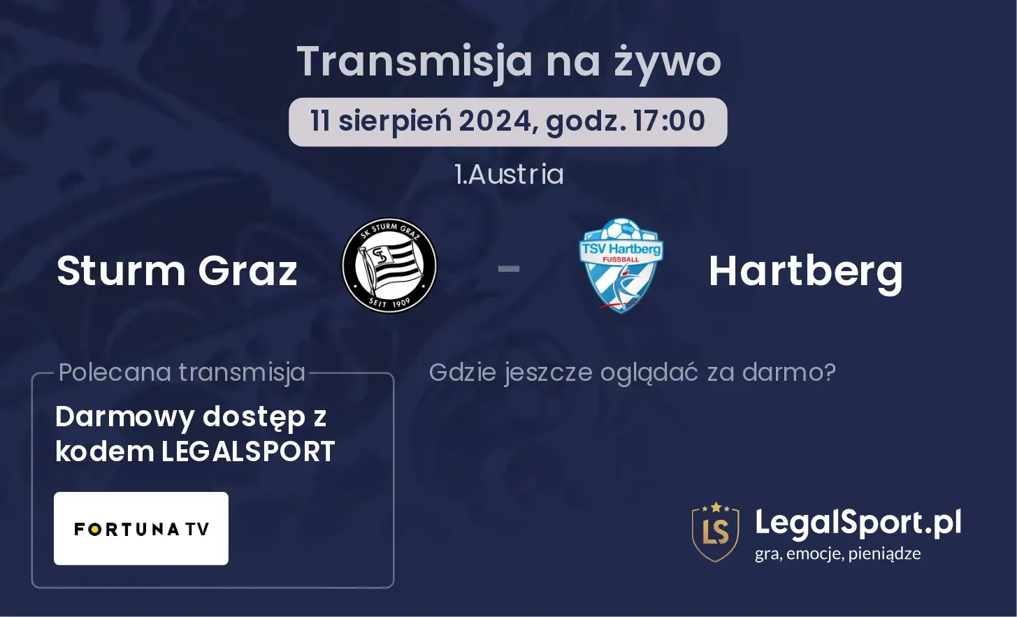 Sturm Graz - Hartberg transmisja na żywo