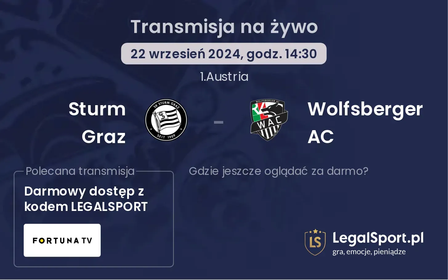 Sturm Graz - Wolfsberger AC transmisja na żywo