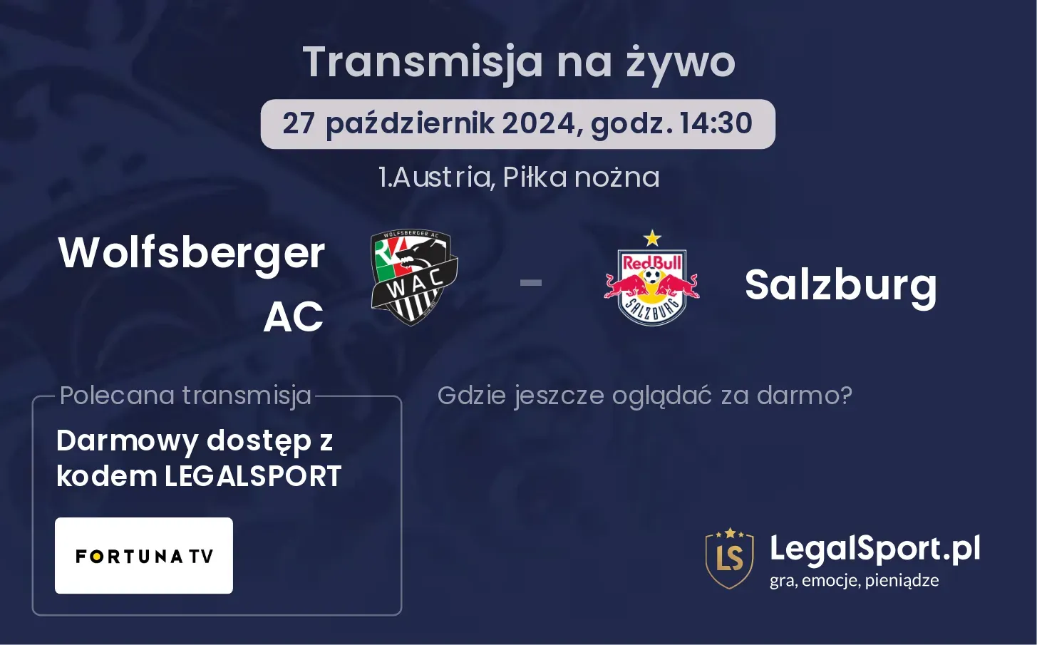 Wolfsberger AC - Salzburg transmisja na żywo