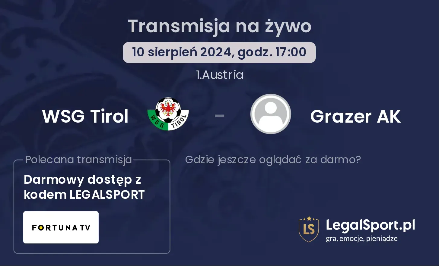 WSG Tirol - Grazer AK transmisja na żywo