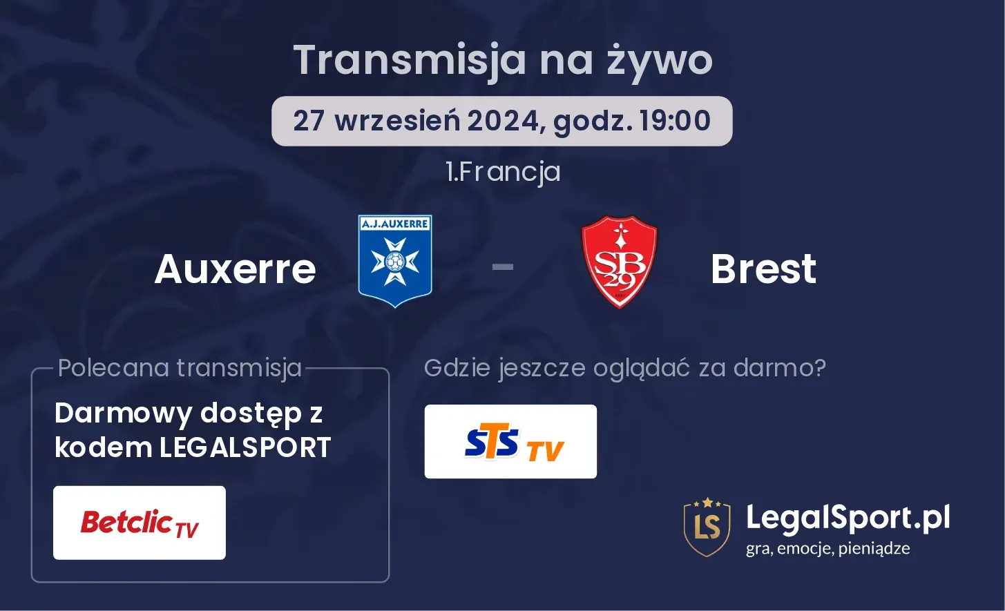 Auxerre - Brest transmisja na żywo