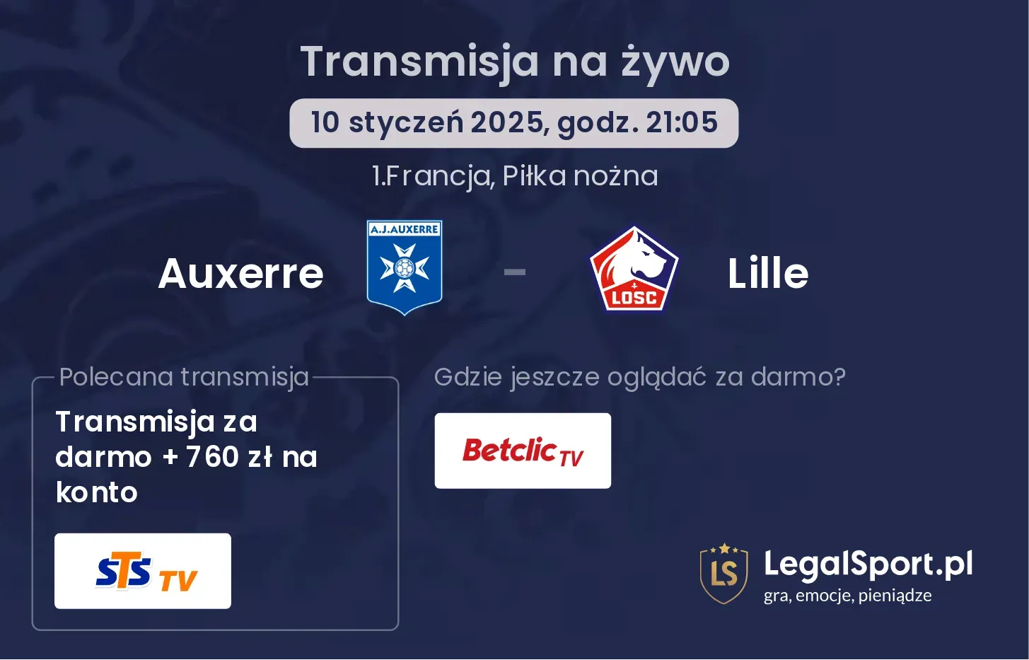 Auxerre - Lille transmisja na żywo