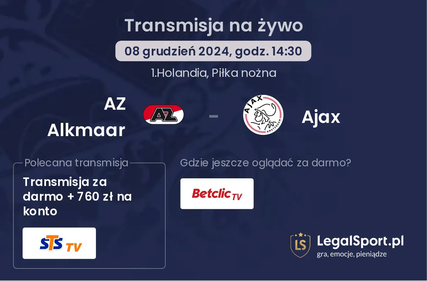 AZ Alkmaar - Ajax transmisja na żywo