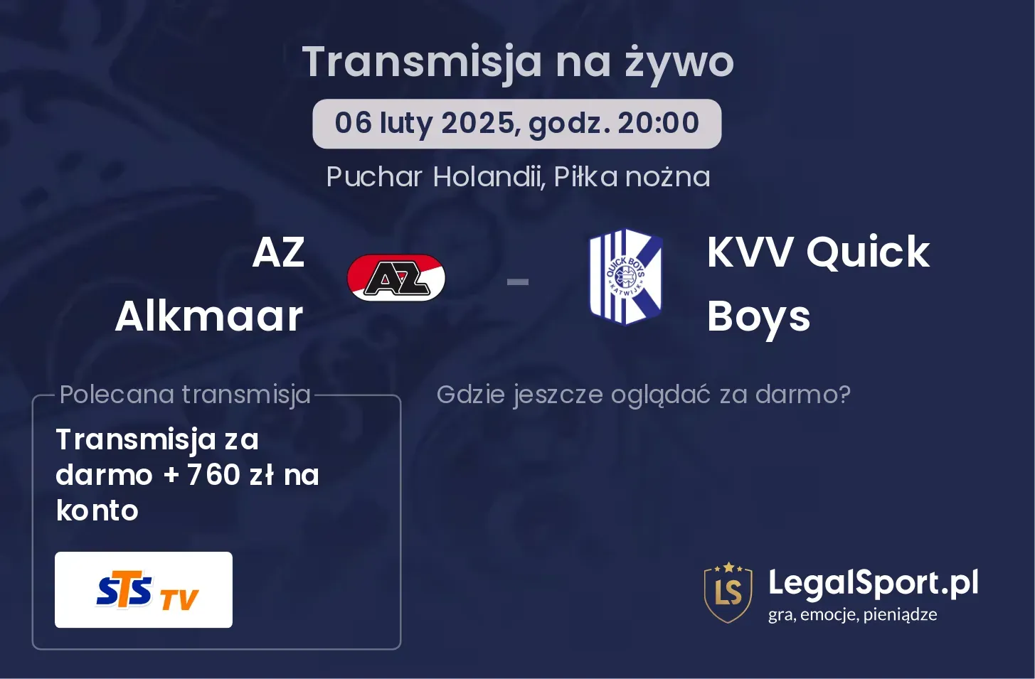 AZ Alkmaar - KVV Quick Boys transmisja na żywo