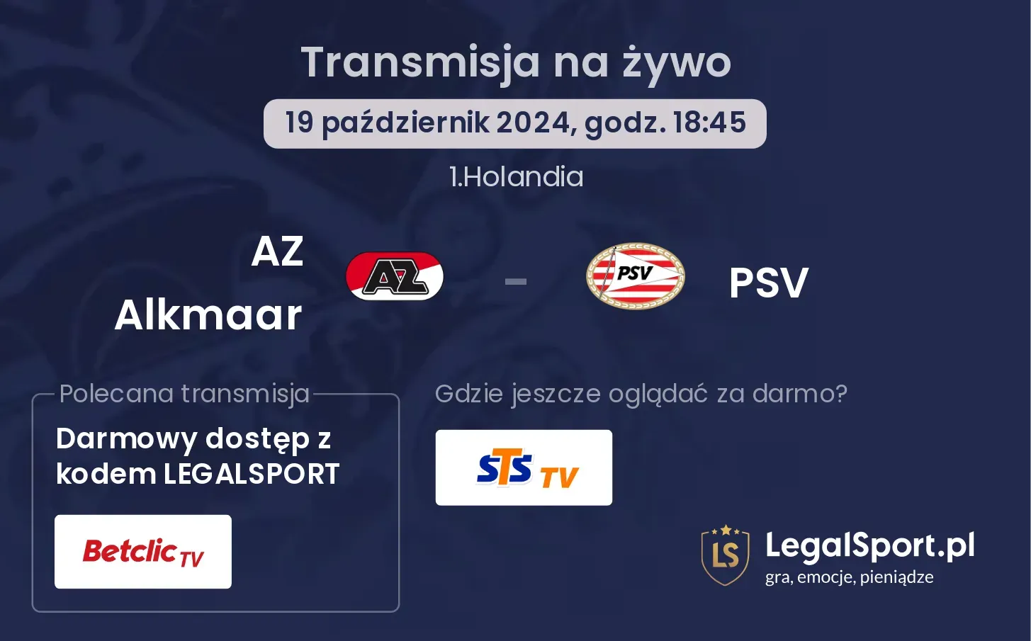 AZ Alkmaar - PSV transmisja na żywo