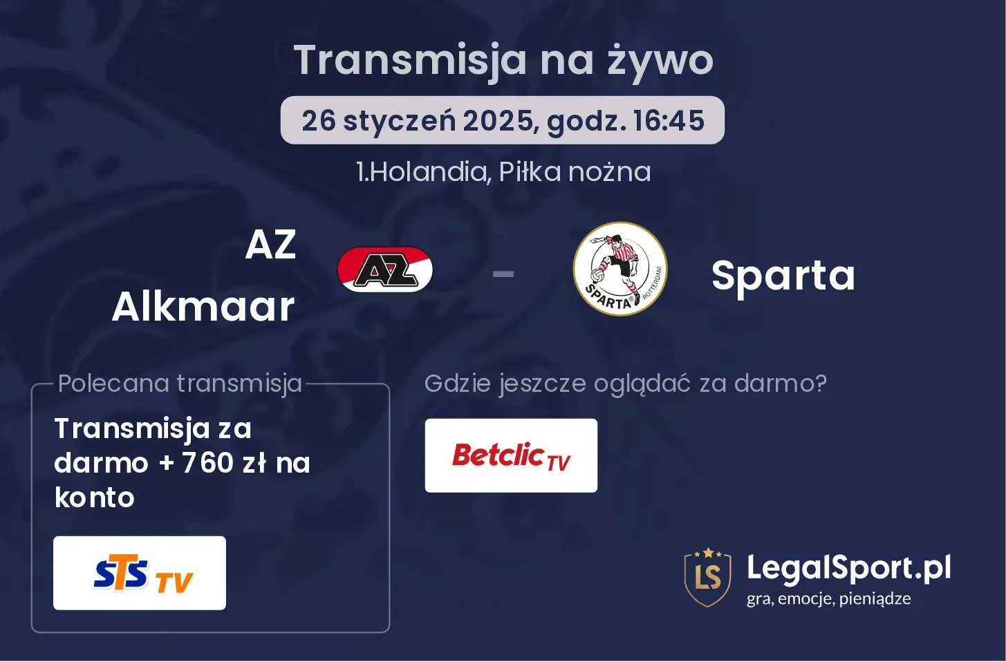 AZ Alkmaar - Sparta transmisja na żywo