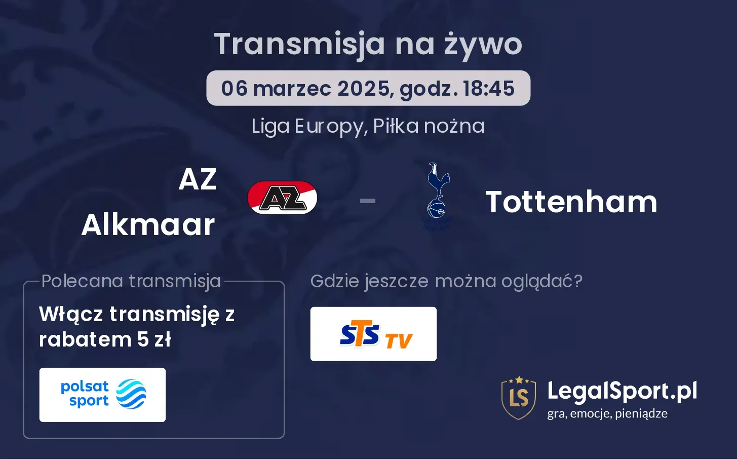 AZ Alkmaar - Tottenham transmisja na żywo