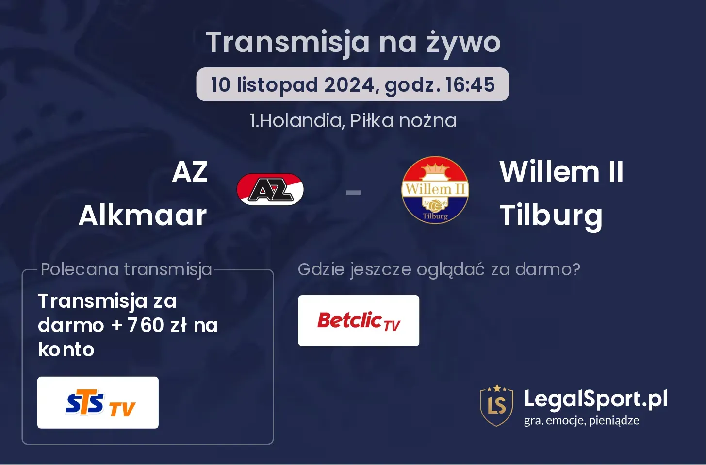 AZ Alkmaar - Willem II Tilburg transmisja na żywo