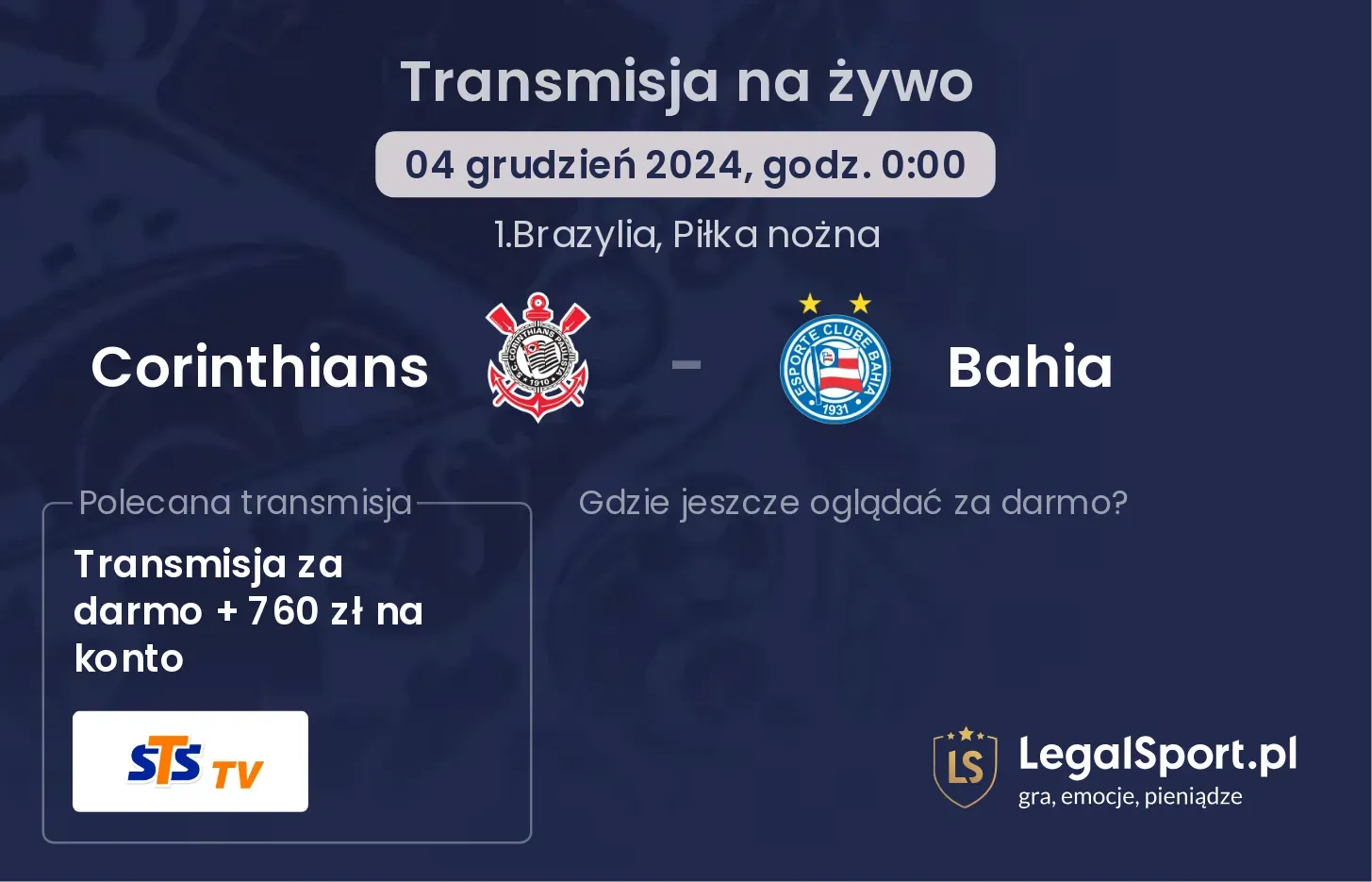 Corinthians - Bahia gdzie oglądać?