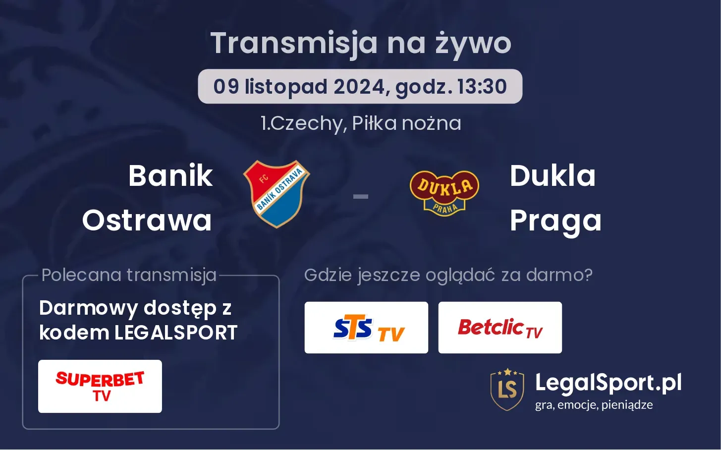 Banik Ostrawa - Dukla Praga transmisja na żywo