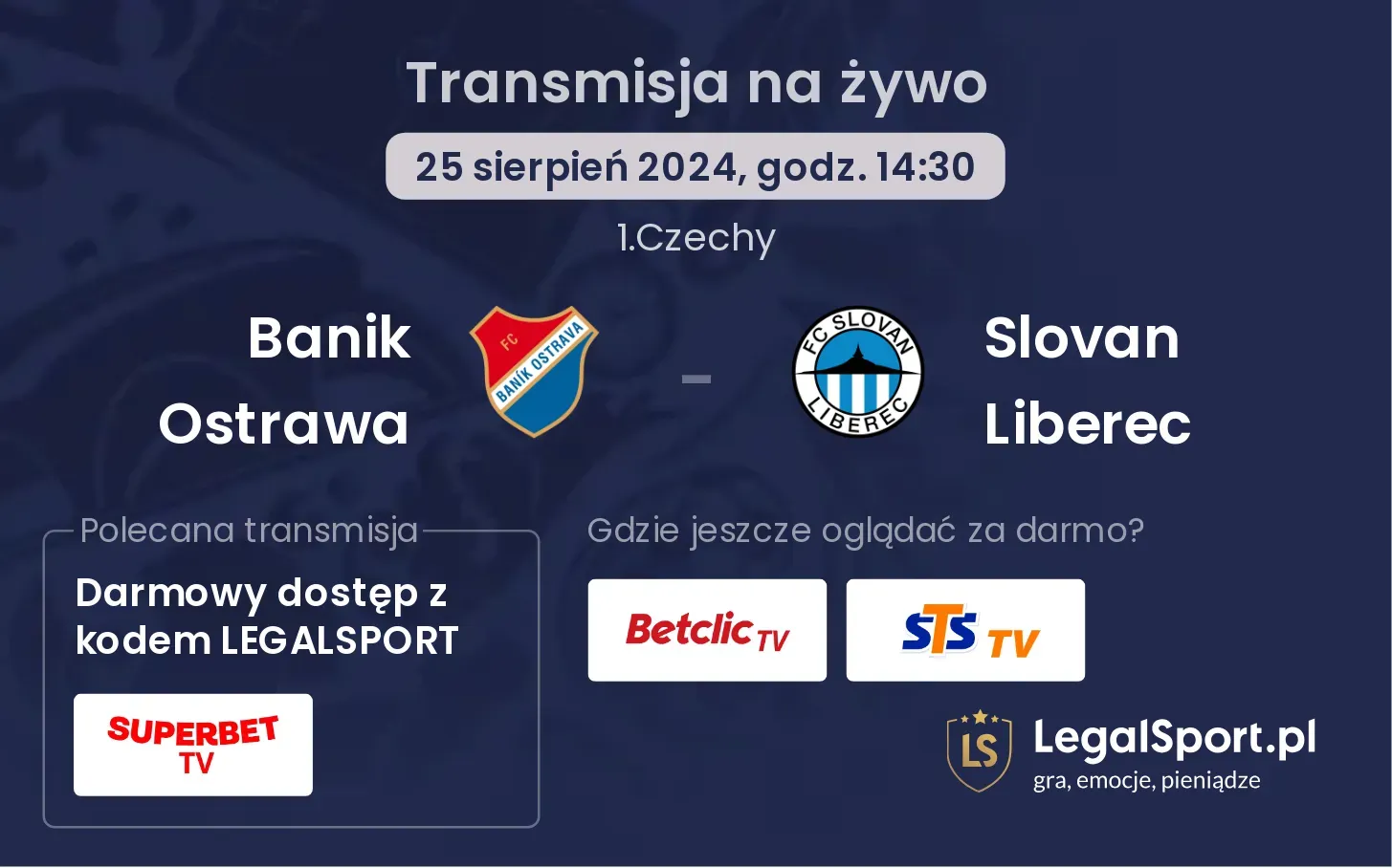 Banik Ostrawa - Slovan Liberec transmisja na żywo