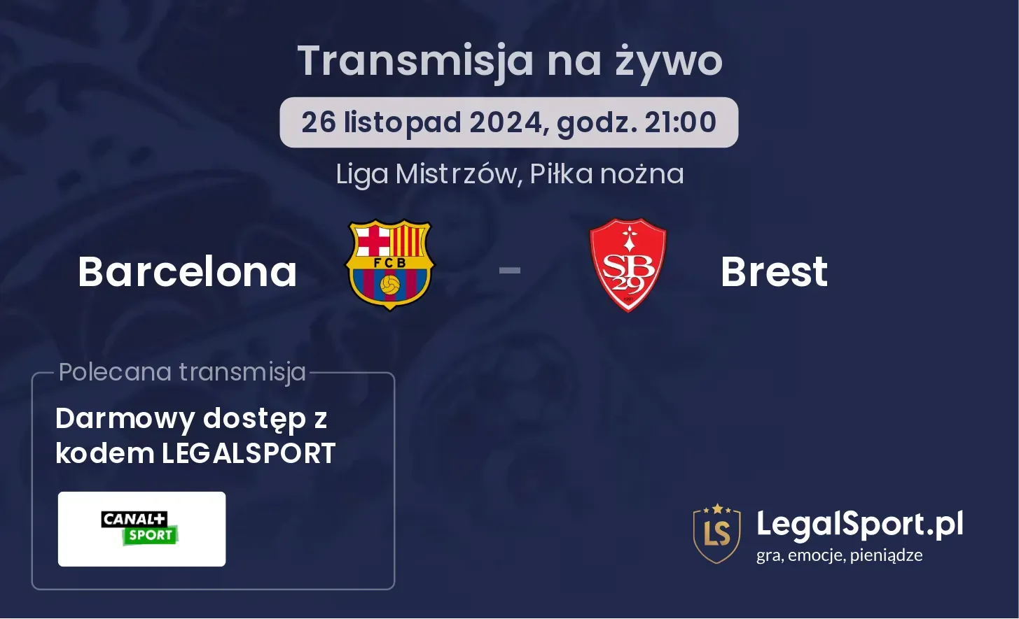 Barcelona - Brest transmisja na żywo