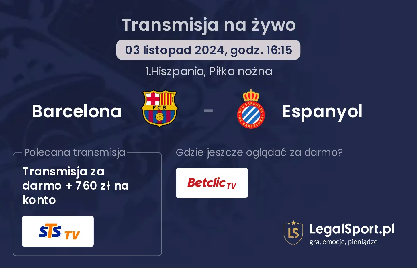 Barcelona - Espanyol transmisja na żywo