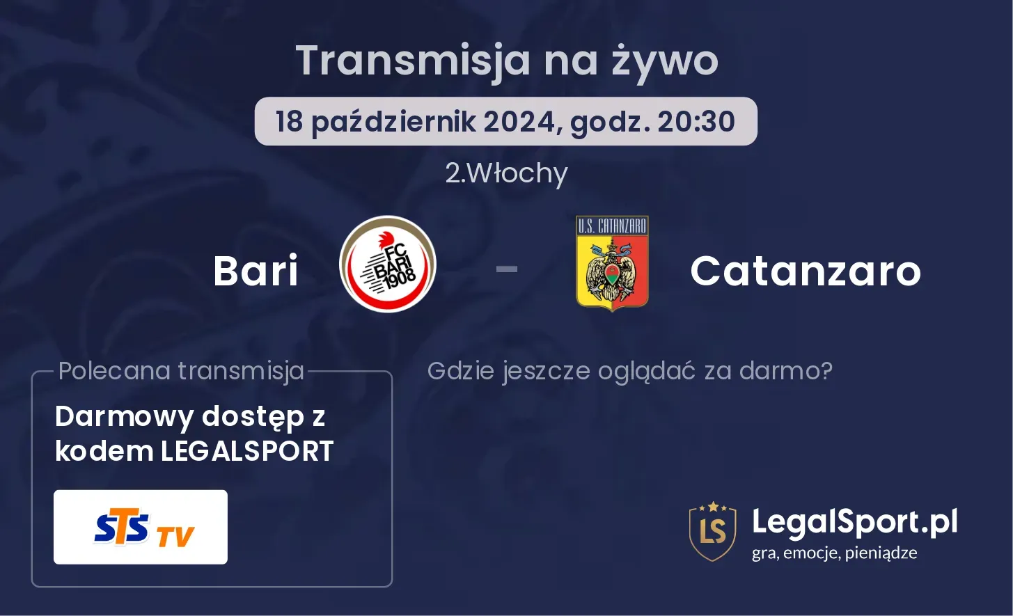 Bari - Catanzaro transmisja na żywo