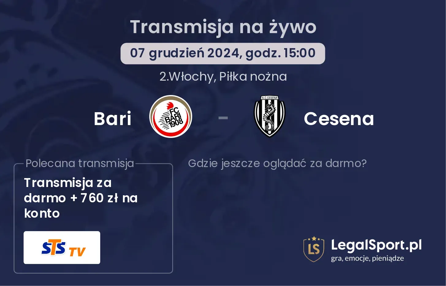 Bari - Cesena transmisja na żywo