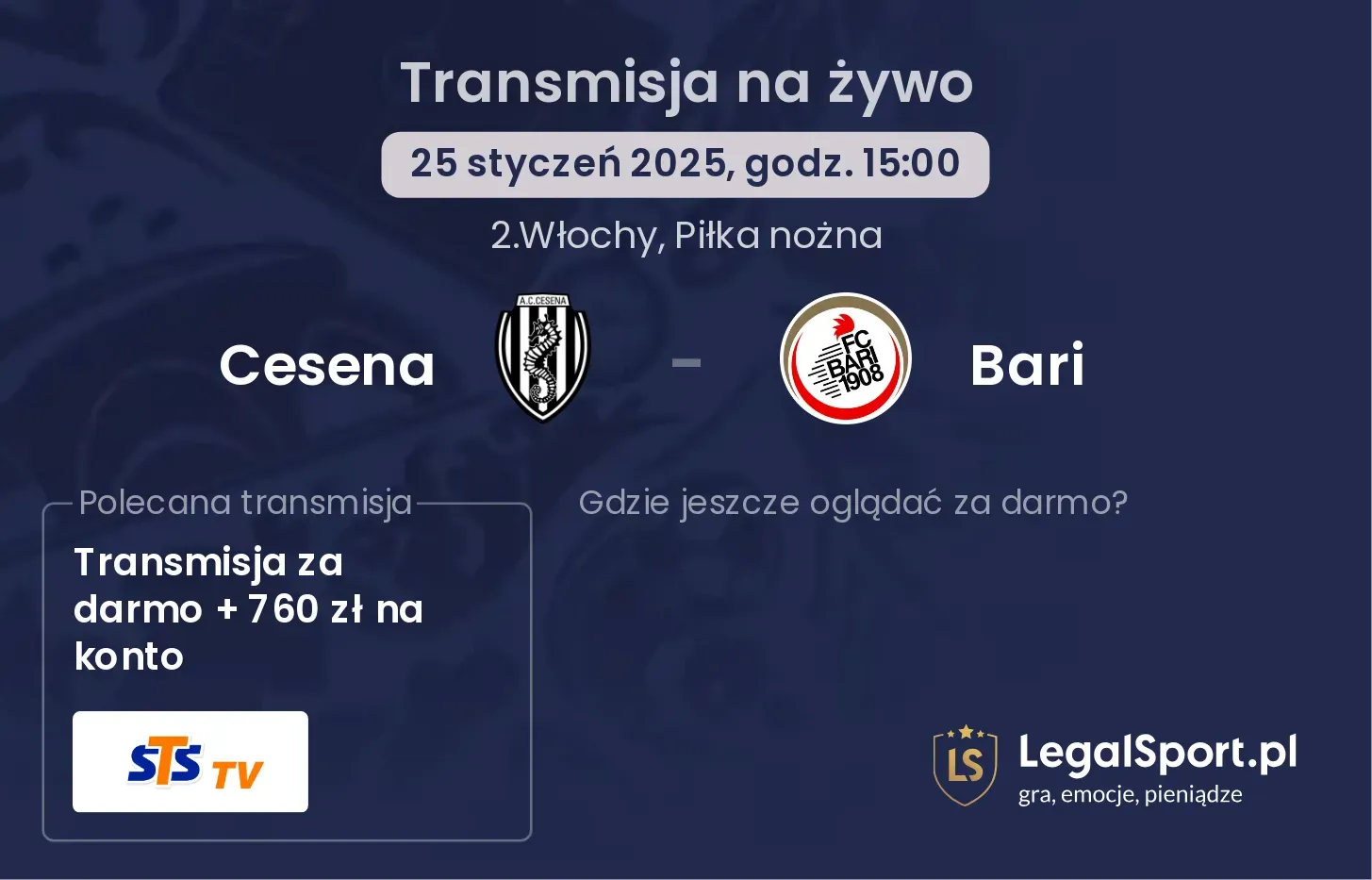 Cesena - Bari gdzie oglądać?