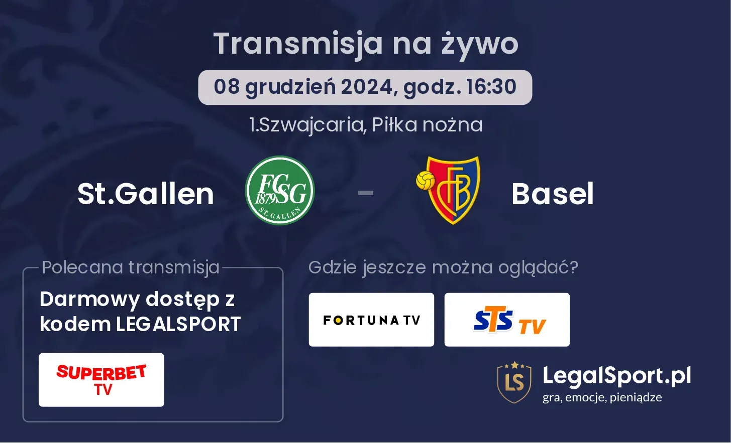 St.Gallen - Basel gdzie oglądać transmisję?