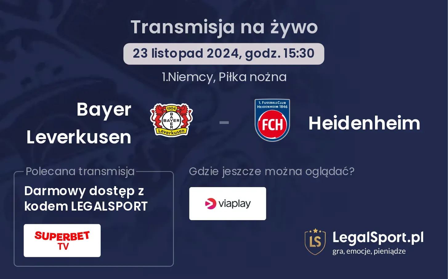 Bayer Leverkusen - Heidenheim gdzie oglądać? 23.11, godz. 15:30