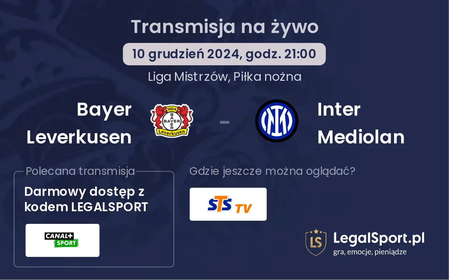 Bayer Leverkusen - Inter Mediolan transmisja na żywo