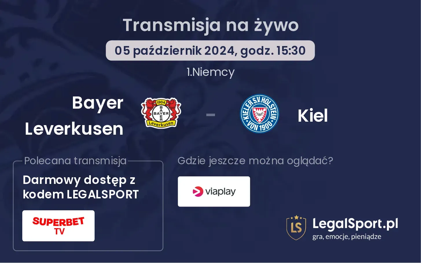 Bayer Leverkusen - Kiel gdzie oglądać? 05.10, godz. 15:30