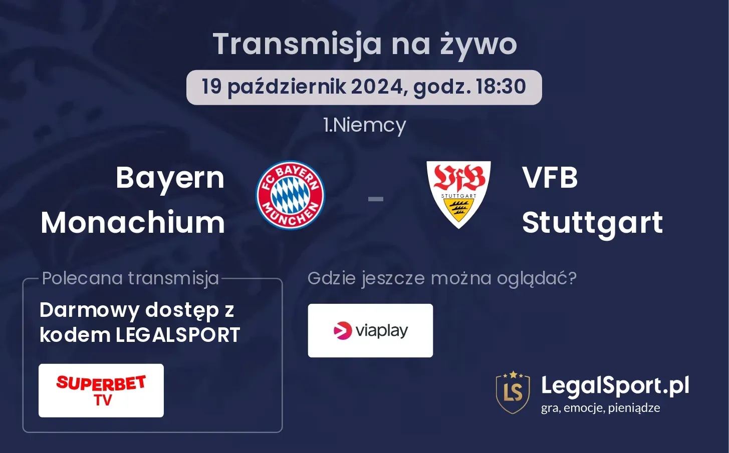 Bayern Monachium - VFB Stuttgart transmisja na żywo