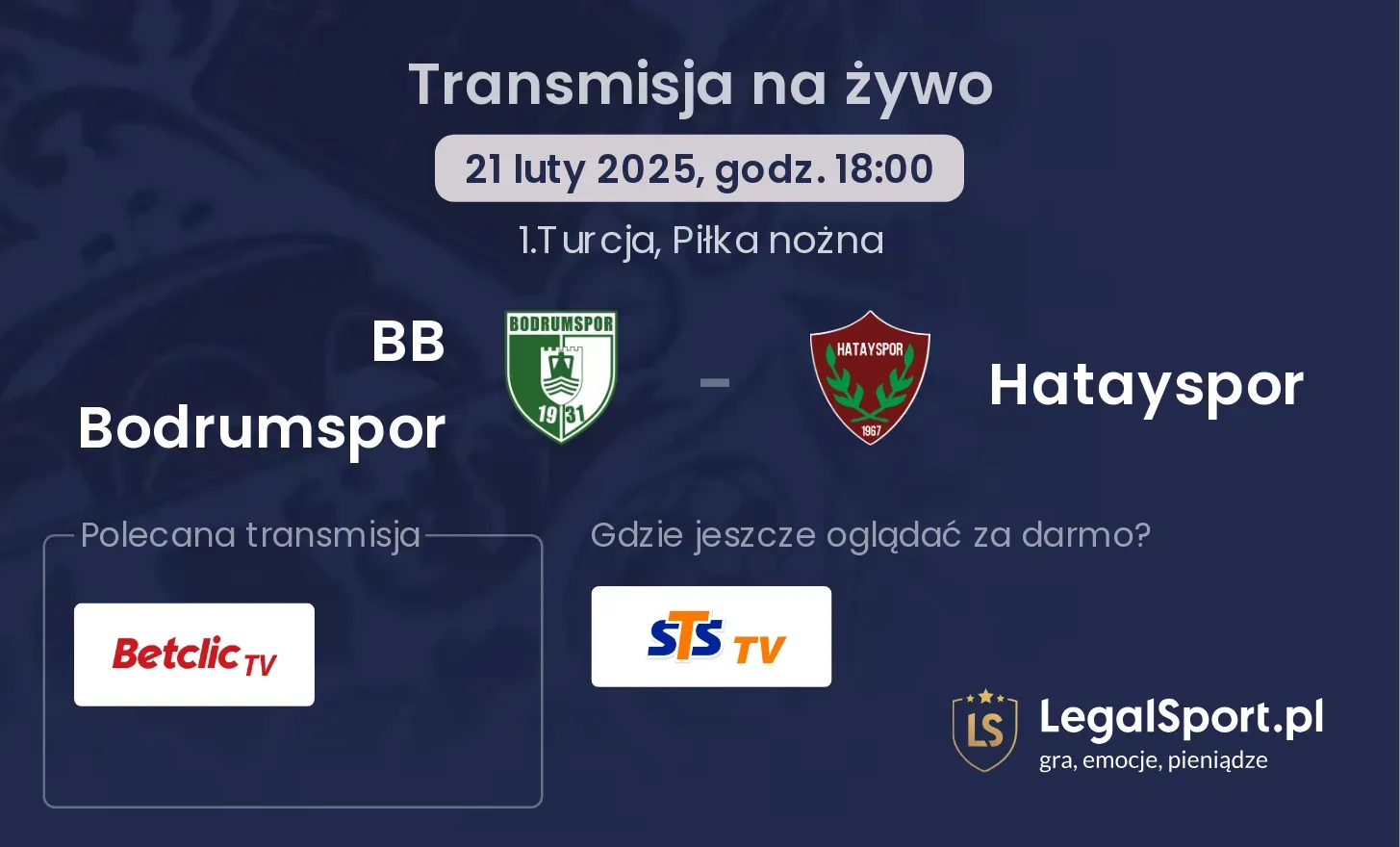 BB Bodrumspor - Hatayspor transmisja na żywo