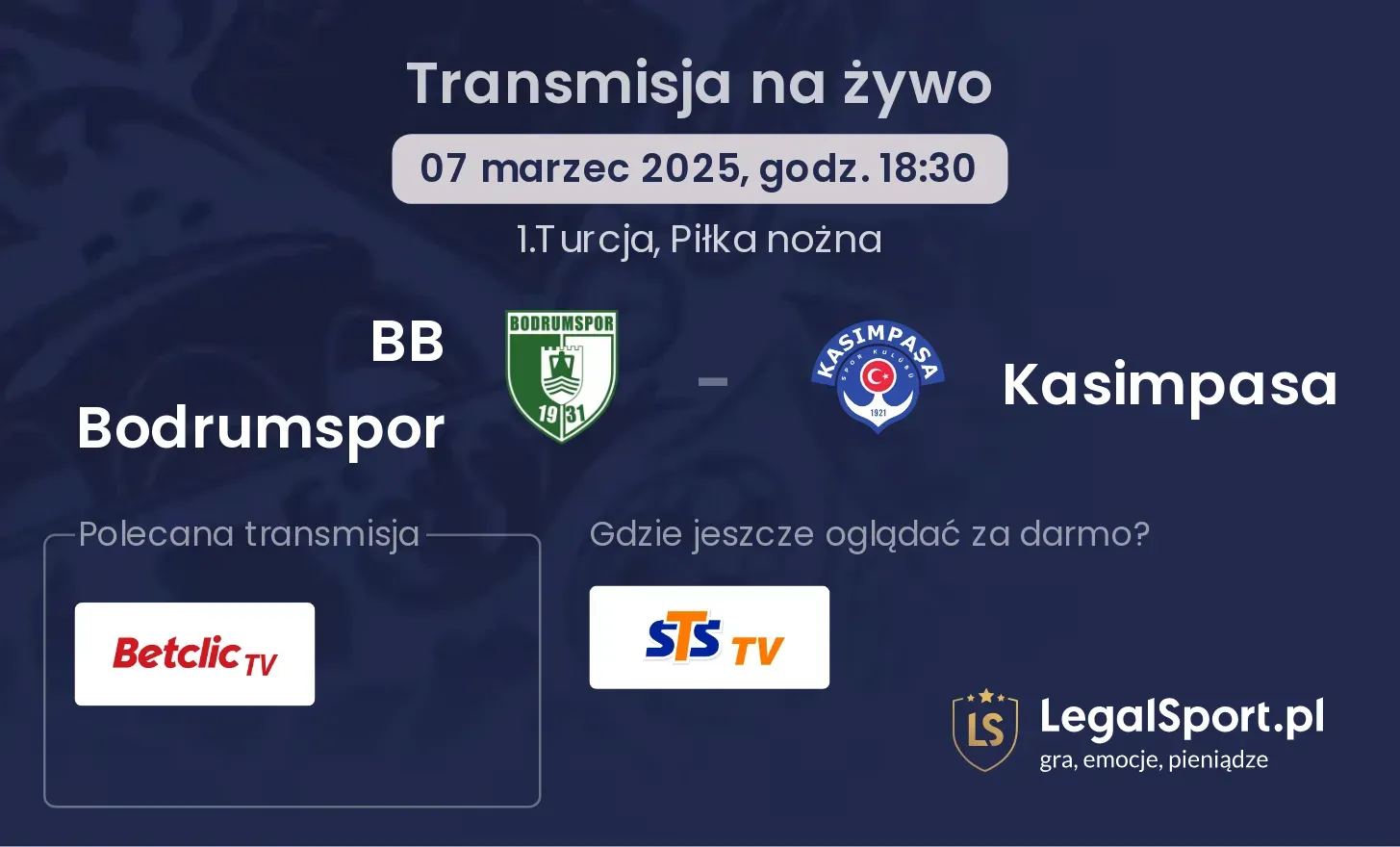 BB Bodrumspor - Kasimpasa transmisja na żywo