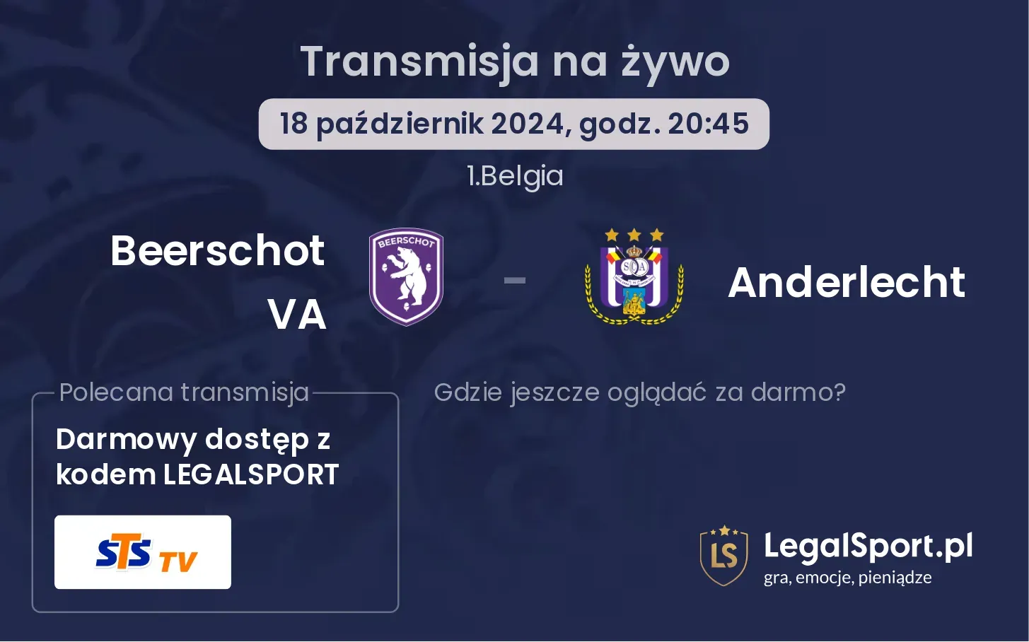 Beerschot VA - Anderlecht transmisja na żywo