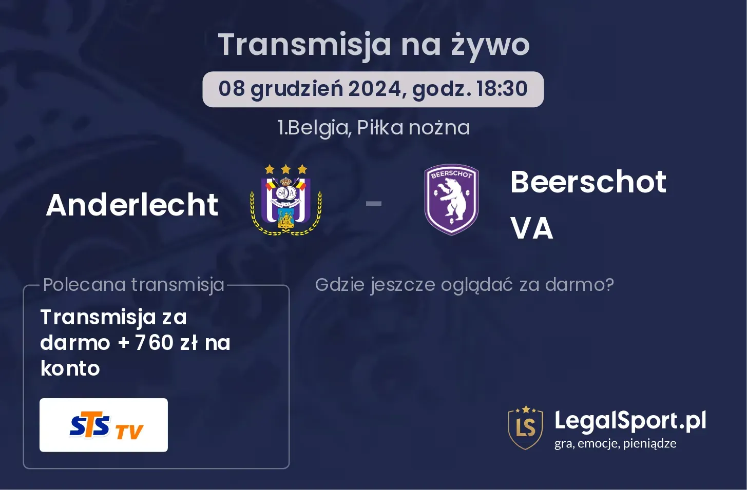 Anderlecht - Beerschot VA gdzie oglądać?