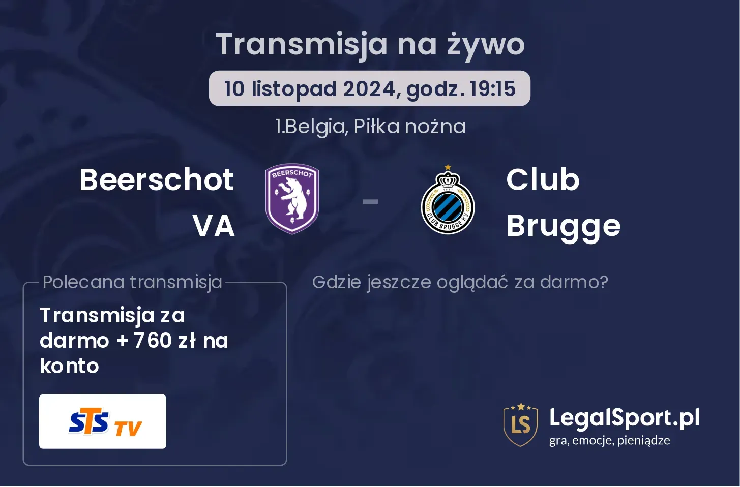 Beerschot VA - Club Brugge transmisja na żywo