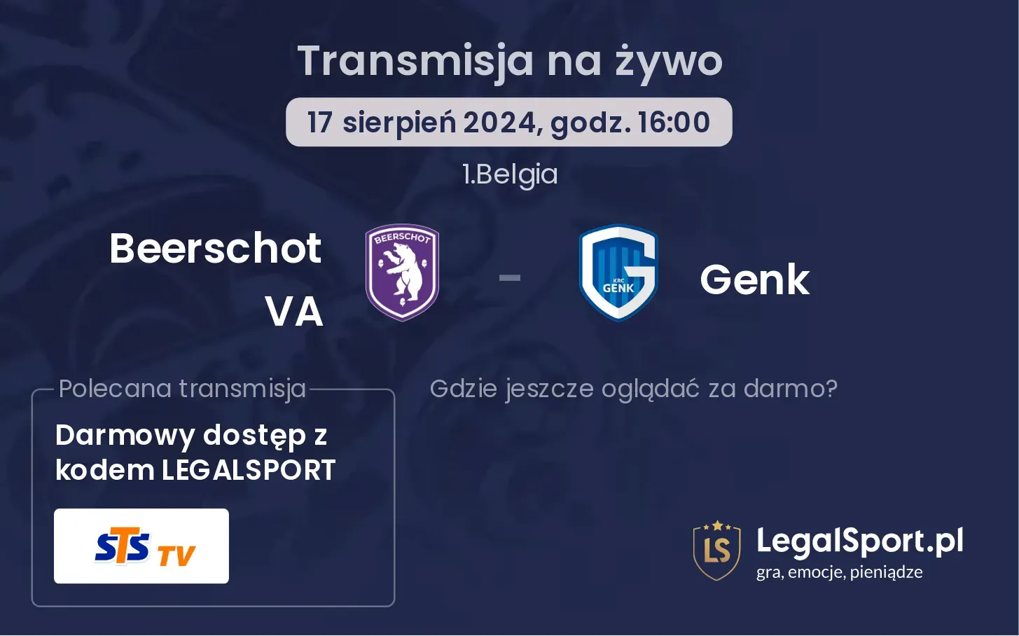 Beerschot VA - Genk transmisja na żywo